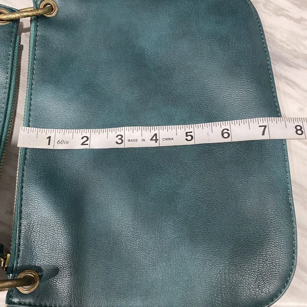 Anthropologie Teal Green Crossbody Bag With Gold Studs - Picture 8 of 14